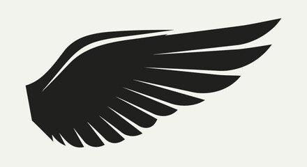 Stylized Black Wing Silhouette on a Clean White Background for Graphic Design Projects