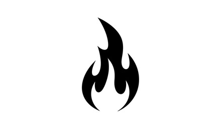 Stylized black fire flame illustration on a clean white background for design