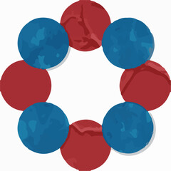 Abstract Circle Pattern of Red and Blue Dots label design packaging design