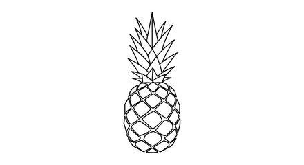 Obraz premium Monochrome pineapple illustration with detailed line work and geometric shapes creating a modern