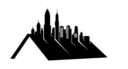 Obraz premium Monochrome cityscape silhouette atop a roof structure evoking urban development concept minimal