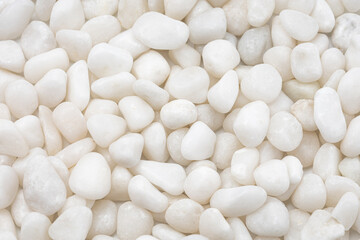 Close up of white pebble stone texture for background , Zen stone background