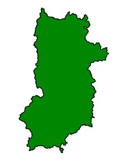 奈良県の地図（縁取りグリーン）