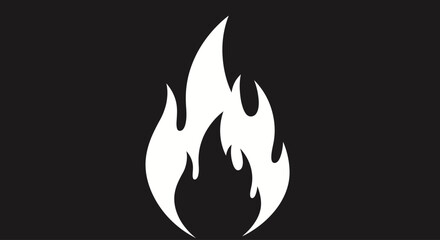Minimalist illustration of a white flame on a black background creating a striking contrast for