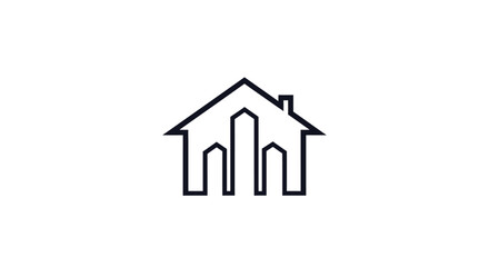 Minimalist house logo design featuring a modern and simple building illustration, suitable for