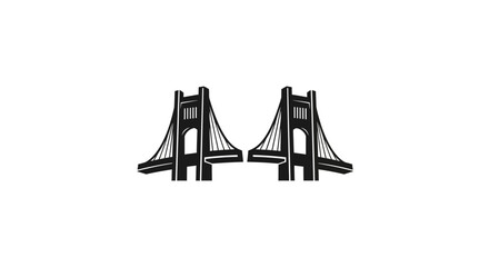 Golden Gate Bridge Silhouette: Architectural Icon in Minimalist Black and White Style