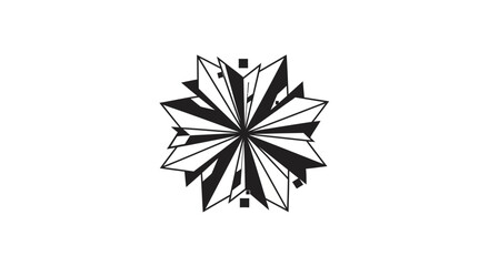 Fototapeta premium Geometric starburst illustration with black and white modern design and symmetrical pattern