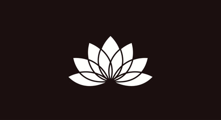 Elegant white lotus flower logo design on a dark background for wellness brand
