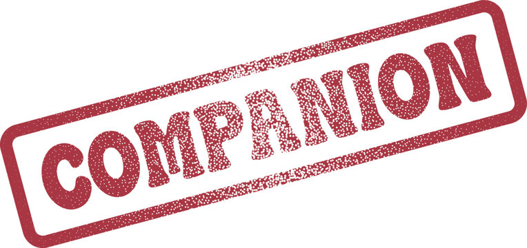 Companion word distressed rubber stamp for illustrating friendship and cherished partnership