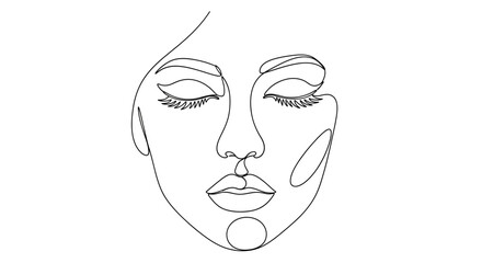 Elegant minimalist line art portraying the serene beauty of a woman's face