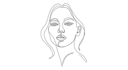 Elegant minimalist line art illustration portraying a woman's face with serene expression