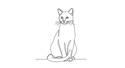Elegant feline portrait rendered in minimalist continuous line drawing style
