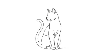 Elegant continuous line drawing of a cat, minimalist art for modern decor and design projects