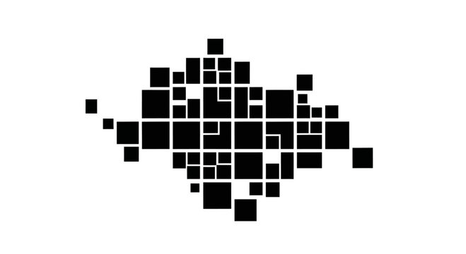 Dynamic Composition of Interlocking Black Squares on White Background Creates Visual Appeal