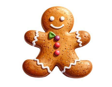 Cute fresh gingerbread man isolated on transparent png