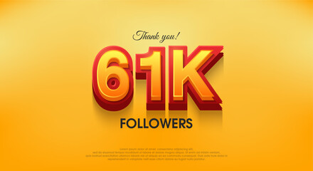 Thank you 61k followers 3d design, vector background thank you.
