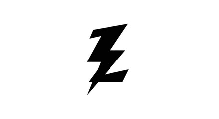 Bold black lightning bolt graphic for striking designs and powerful presentations