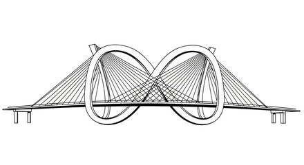 Architectural drawing showcasing the modern design of the iconic Infinity Bridge