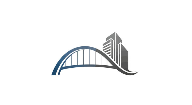 Architectural bridge and buildings representing modern infrastructure and urban landscape design