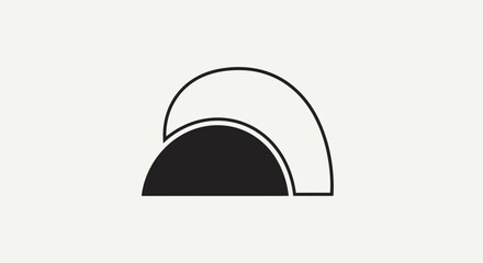 Abstract minimalist design featuring semi-circles in black and white creating a modern and