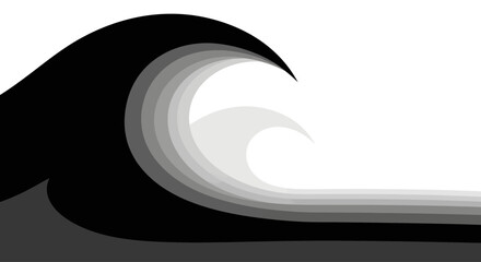 Abstract layered wave design in monochrome shades for artistic backgrounds or web design