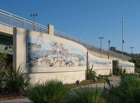 The Bridge Mosaic Mural on the Biloxi Bay Bridge in Ocean Springs, Mississippi