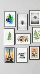 Eclectic gallery wall featuring diverse artwork creating a stimulating and inspiring ambiance