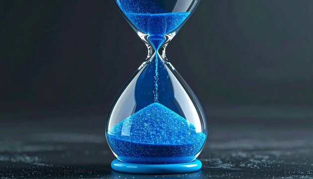 Blue Sand Timer on Dark Background