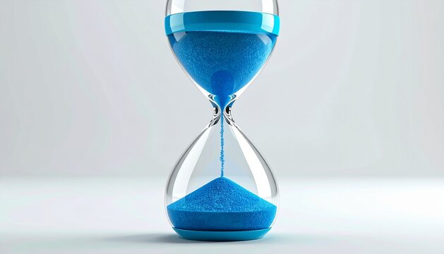 Concept of Time Passing - Blue Hourglass