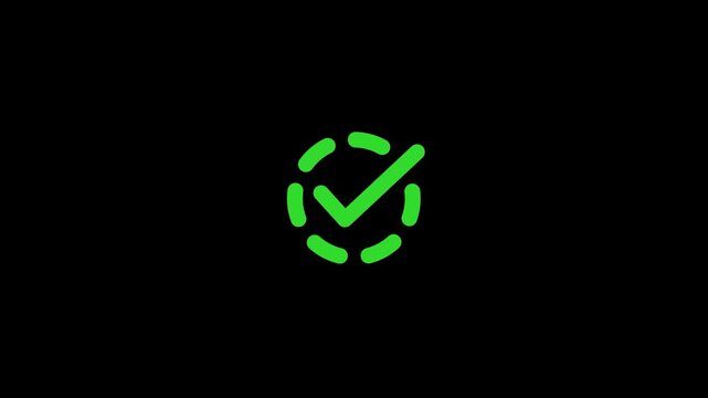 Animated checkmark icon with a dashed circle for success and completion