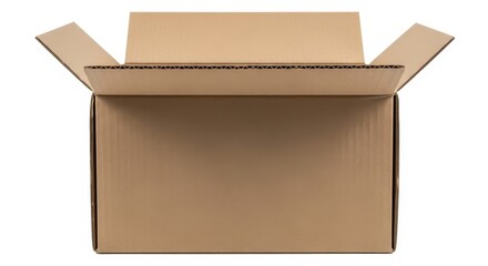 Open corrugated cardboard box showcasing packaging concept for logistics industry