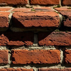 Close-up on detailed weathered brickwork creating visual textures and color variations