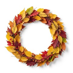 Autumnal Foliage Arrangement: A Circle of Seasonal Hues and Organic Elements