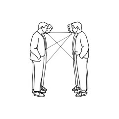 Conceptual illustration of human connection and communication between two groups of individuals, isolated on