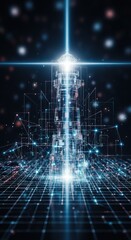 Digital Beacon of Light: A Futuristic Architecture Ascending into the Virtual Realm