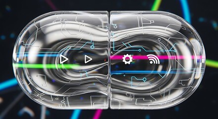 Abstract artificial intelligence brain with glowing digital circuitry and modern technology concepts