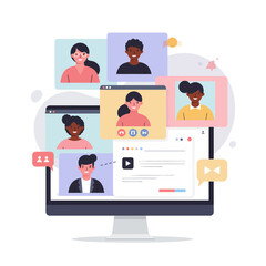 Virtual Meeting on Computer Screen with Diverse Participants.