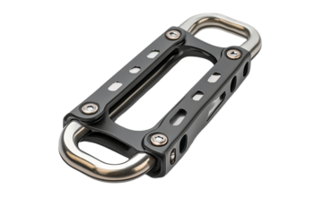 Modern black and silver metal connector hardware equipment piece on transparent background