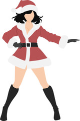 サンタクロースの恰好をした女性のイラスト