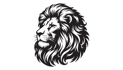 black color lion animal silhouette vector illustration, solid white background