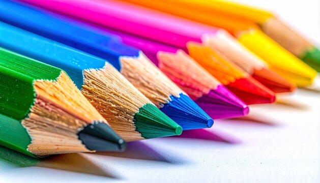 Sharpened Colored Pencils in a Rainbow Row