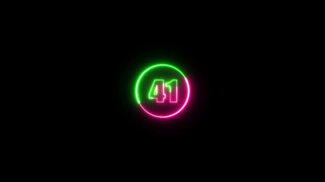 Neon number animation, number text, the best digital loop animation.