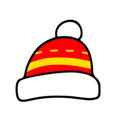 Santa Claus Christmas cap illustration, a red and white holiday clothing object or vector symbol