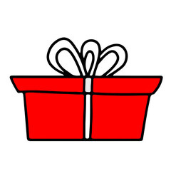 red Christmas gift boxes with ribbon illustration vector icons for holiday celebration design and new year present surprise