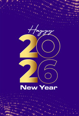 happy new year 2026 poster with glitter effect