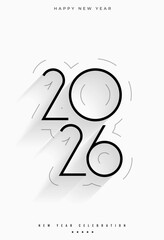 elegant 2026 happy new year white poster