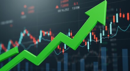 Rising stock market financial growth chart trend upward success