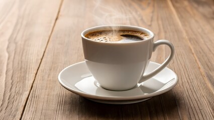 cup of coffee on wooden background