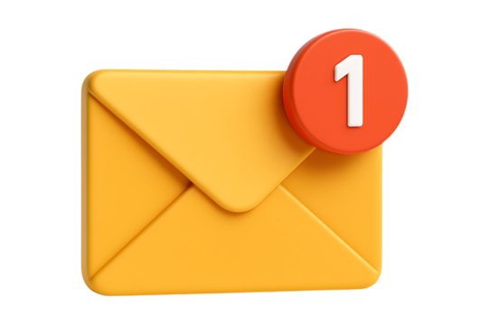 New Mail Notification Envelope Isolated on Transparent Background