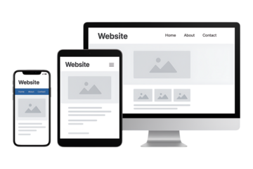 Responsive Website Design on Devices Isolated on Transparent Background